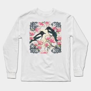 Celtic Magpies & Magnolias Long Sleeve T-Shirt